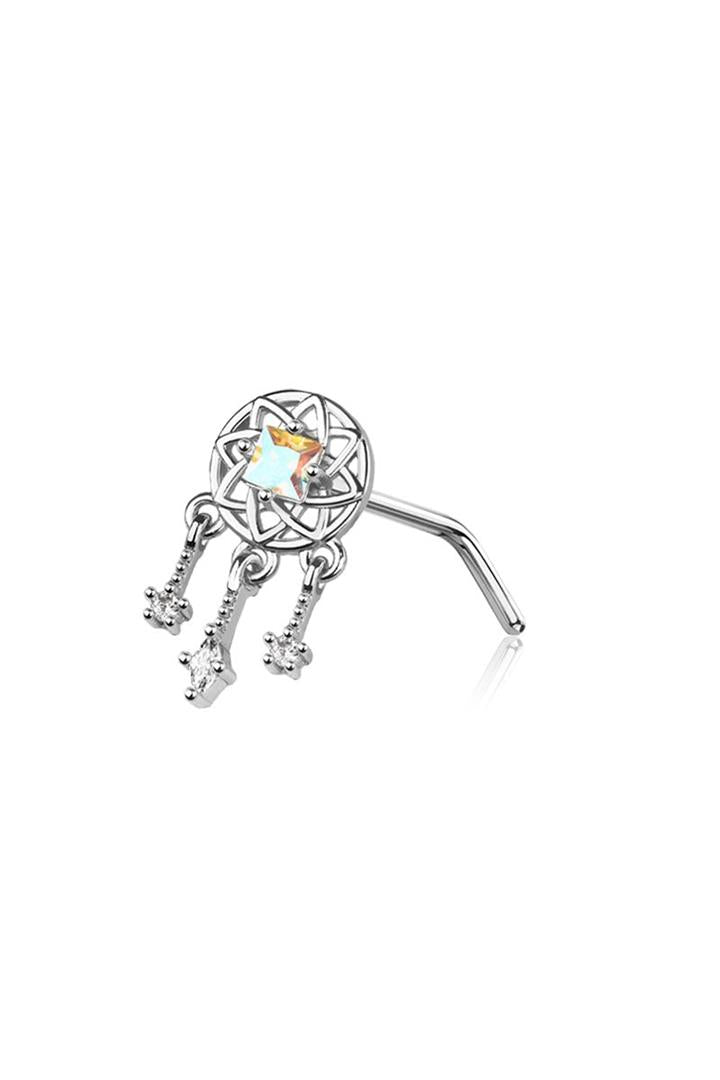 20G DREAMCATCHER SURGICAL STEEL L-SHAPE NOSE STUD